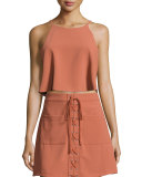 Playlist Button-Back Cropped Tank, Faded Rust