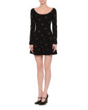 Gold Star Fit-&-Flare Dress, Black/Gold