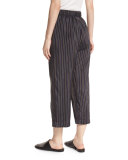 Striped Slouchy Cropped Pull-On Pants, Multi