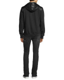 Destroyed Stretch Biker Denim Jeans, Black