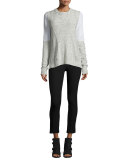 Tamara Melange Cashmere Pullover Sweater, Light Gray