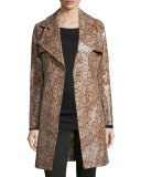 Snake-Print Leather Trenchcoat 