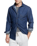 Flannel Wool-Blend Shirt Jacket, Navy
