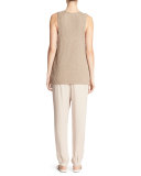 Cotton Waffle-Stitch Sweater Tank Top