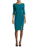 Marissa 3/4-Sleeve Sheath Dress, Jade
