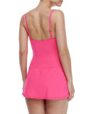 Ruched Sweetheart One-Piece Swimdress, Pinkberry