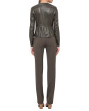 Ruched Long-Sleeve Tee, Olive