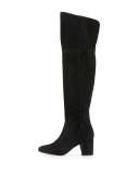 Jodi Fringe Suede Over-The-Knee Boot, Black