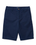 Cotton Twill Bermuda Shorts, Blue, Size 5-7