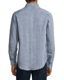 Linen Long-Sleeve Oxford Shirt, Authentic Navy