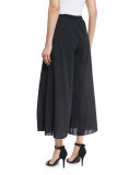 Katie Drawstring-Waist Cropped Palazzo Pants, Black