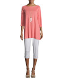 Slim Crepe Capri Pants, White 