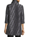 3/4-Sleeve Diamond Jacquard Topper Jacket