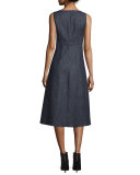 Sleeveless V-Neck Midi Dress, Indigo