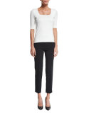 Franca High-Waist Cropped Pants, Black