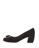 Suede Buckle-Toe 55mm Pump, Nero