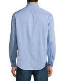 Diamond-Print Long-Sleeve Sport Shirt, Blue