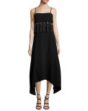 Nolana Sleeveless Tassel-Trim Midi Dress