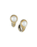 Silver & 18k Gold Mabe Pearl Hoop Earrings