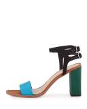 Sylvia Colorblock City Sandal, Turquoise