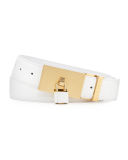 Padlock-Buckle Leather Belt