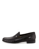 Crocodile Leather Loafer, Black