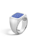Men's Classic Chain Silver Signet Ring, Size 10