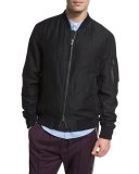 Linen-Silk Flight Jacket, Black