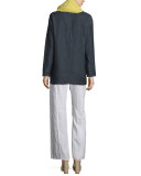 Organic Linen One-Button Long Blazer 