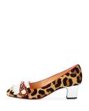 Oaxacna Calf-Hair Kiltie 45mm Red Sole Pump, Version Gold