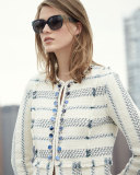 Square Notched-Trim Sunglasses, Navy