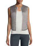 Zip-Front Fencing Vest W/Monili Trim, Slate Palladio