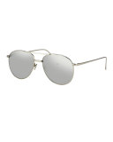 Mirrored Aviator Sunglasses, White Gold/Platinum