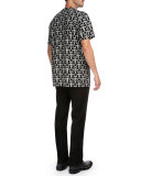 Star & Fork Printed Short-Sleeve T-Shirt, Black/White