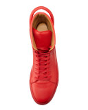 125mm Leather High-Top Sneaker, Red