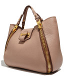 Sedgwick Mini Double-Zip Leather Tote Bag, Blush Nude