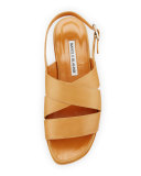 Cuture Leather Flat Sandal, Honey