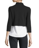 Gracila Fixture 3/4-Sleeve Mock-Neck Top, Black