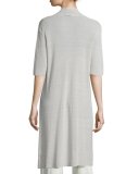 Ribbed Knee-Length Cardigan, Plus Size