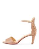 Trezanita Spiked-Heel Red Sole Sandal, Nude