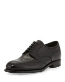 Vitello Deco Lace-Up Wingtip, Nero