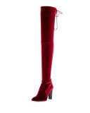 Alllegs Velvet Over-the-Knee Boot, Scarlet