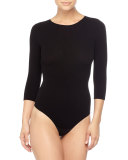 3/4-Sleeve Seamless Bodysuit, Black