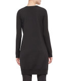 Polka-Dot Faux-Cardigan Dress, Black