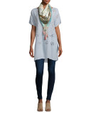 Scoop-Neck Slit-Side Georgette Tunic