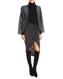 Ari Ruched Silk Polka-Dot Skirt, Black