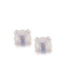 Round Quartz & Mother-of-Pearl Button Earrings