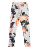 Niki Floral Stretch Jersey Leggings, Gray, Size 3-12