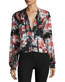 Verna Floral-Print Blouse, Black Multicolor