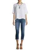 Short-Sleeve Linen Boxy Top